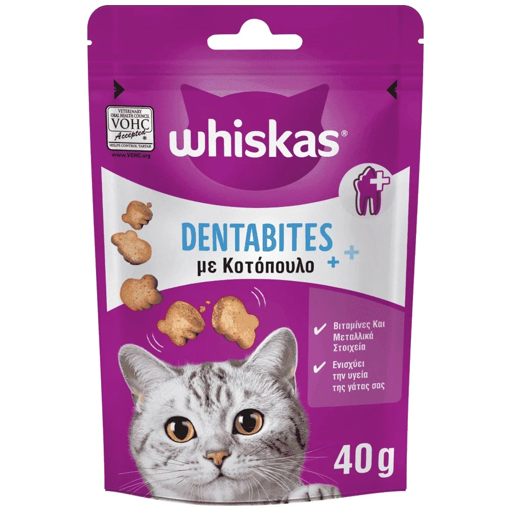 Whiskas Dentabites Τροφή Για Γάτες Με Κοτόπουλο 40gr